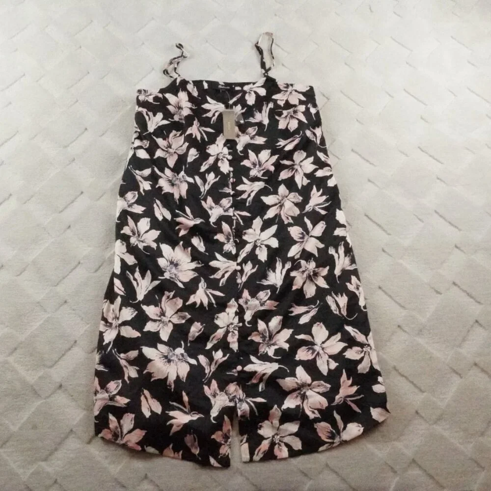 Madewell Button-Front Slip Dress in Winter Orchid Womens 2 Floral Multi Color